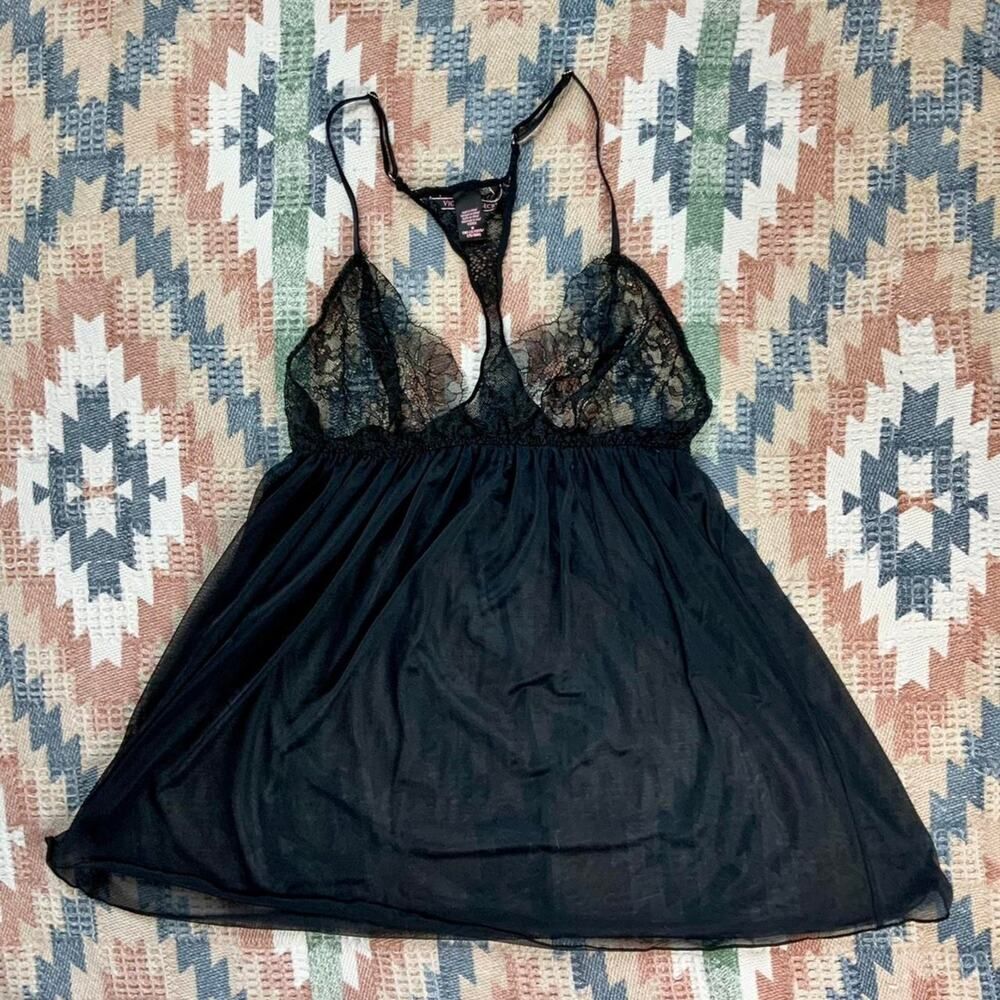 Victoria's Secret Black Lace Halter Camisole
